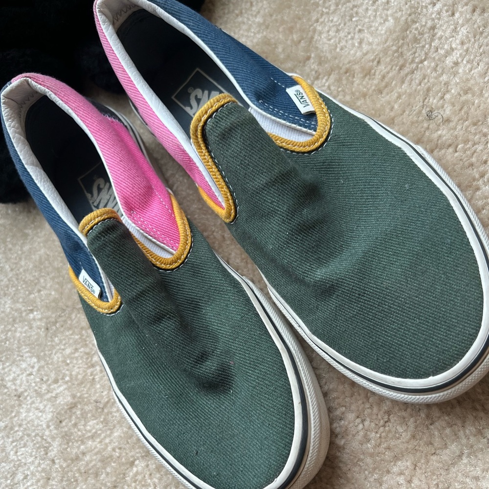 Multi-color slip on vans